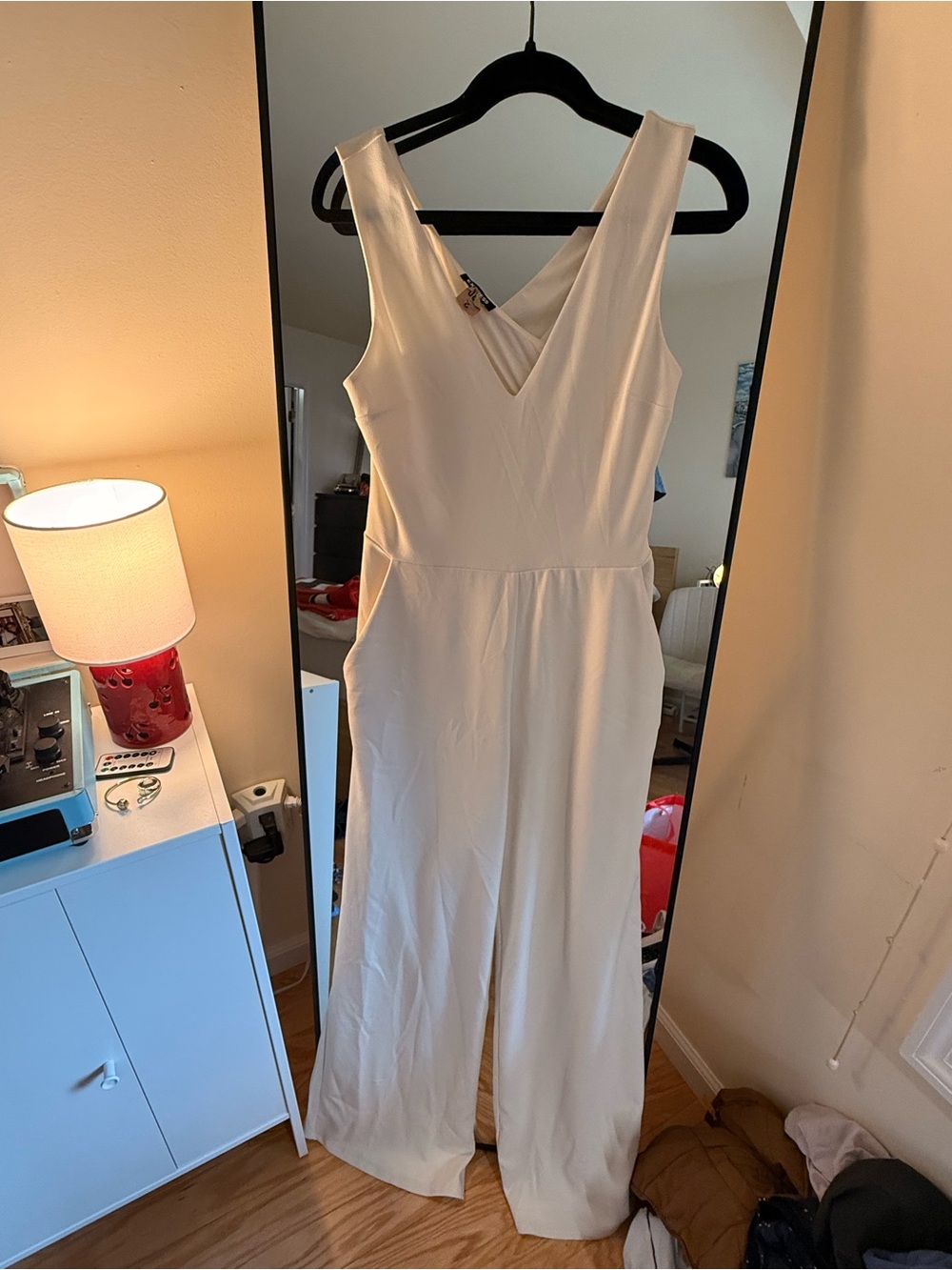 Express Cream V-Neck Sleeveless Jumpsuit